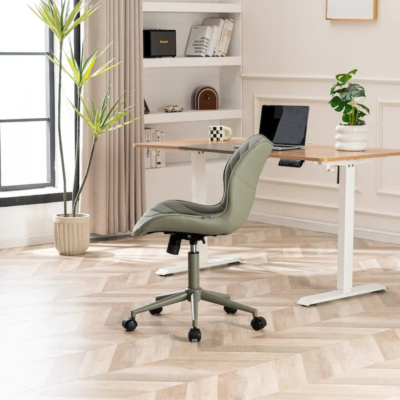 Armless Swivel Desk Chair with Adjustable Height and Wheels