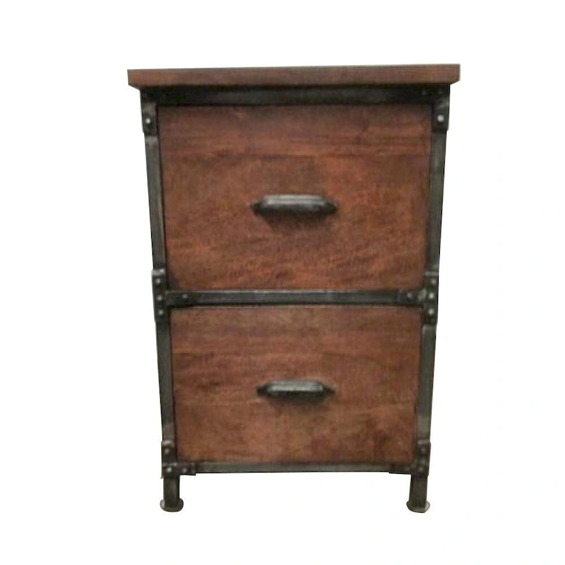 Solid Wood 2-Drawer Handmade Rustic Filing Cabinet / Side Table / Night Stand