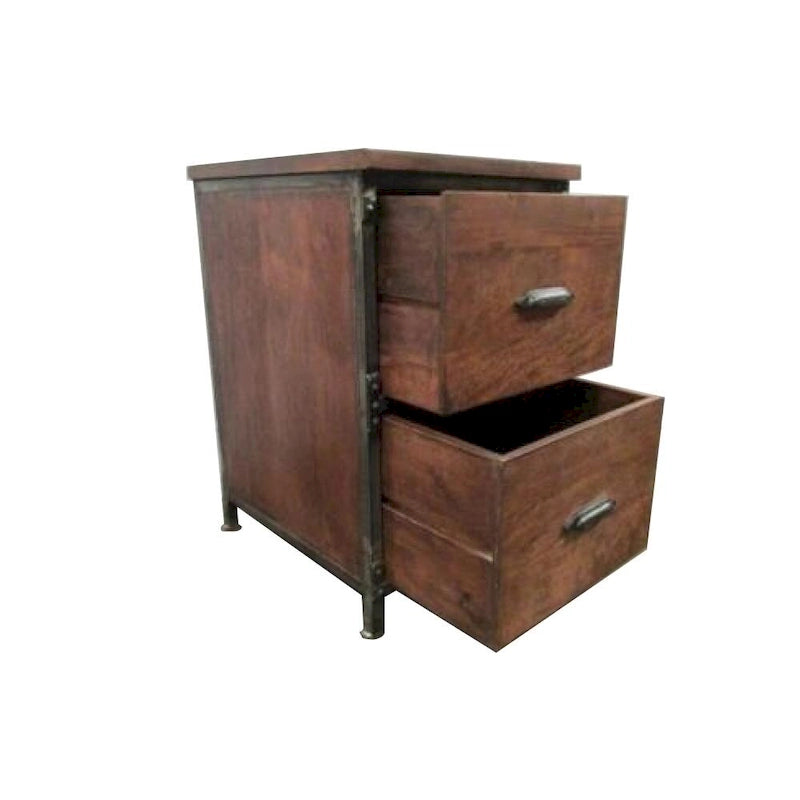 Solid Wood 2-Drawer Handmade Rustic Filing Cabinet / Side Table / Night Stand