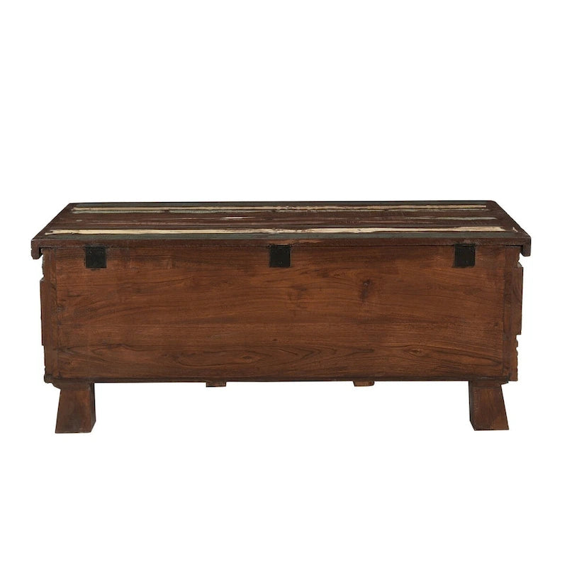Carved Reclaimed Wood Trunk Coffee Table - 47 x 25