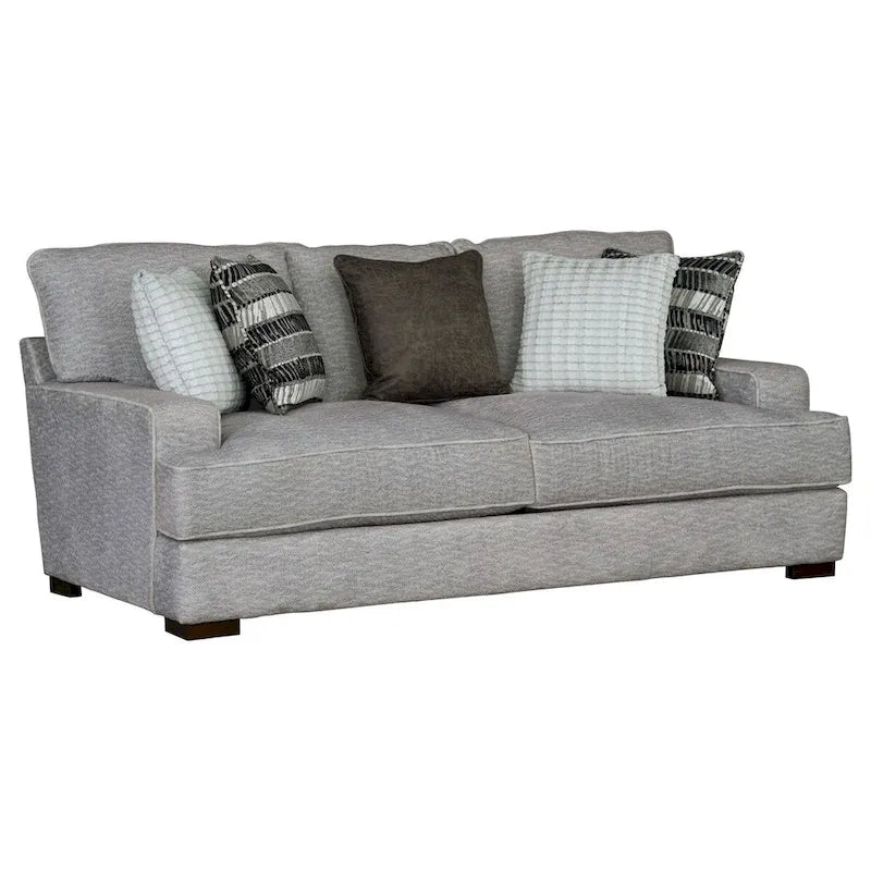 Contemporary Track Arm Sofa with Loose Back Pillows and Wood Legs