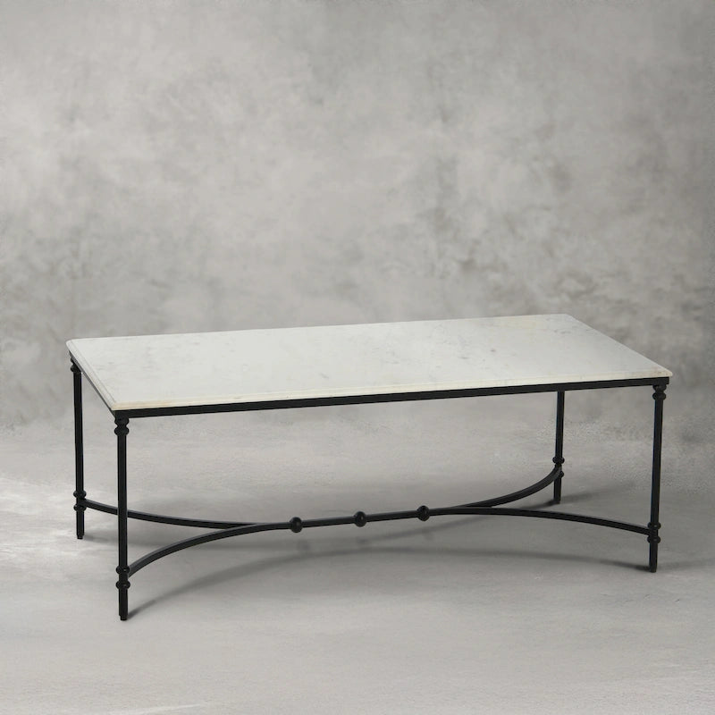 Genuine Marble and Metal Coffee Table