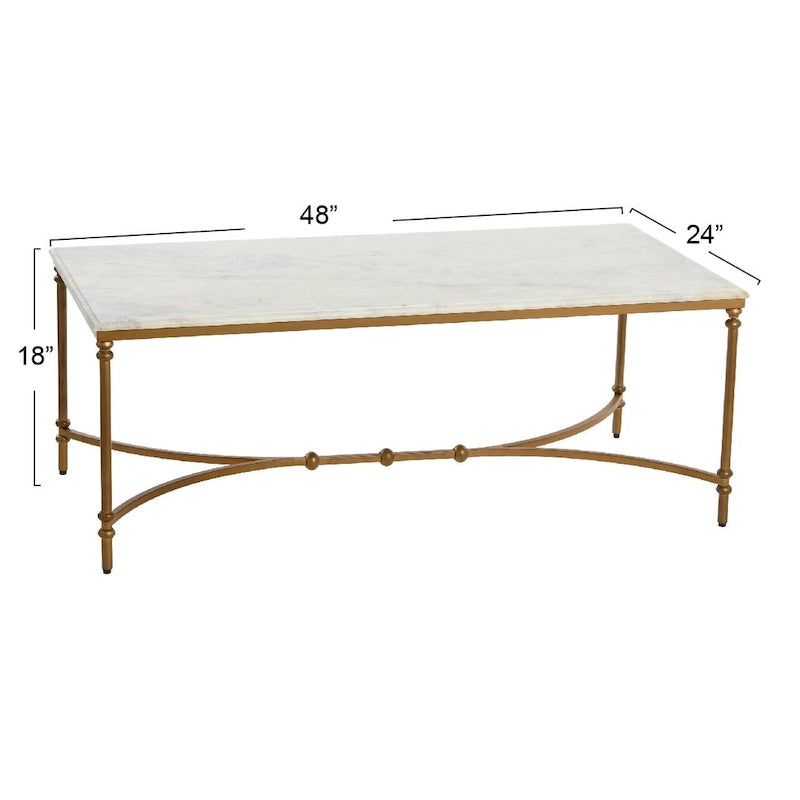 Genuine Marble and Metal Coffee Table