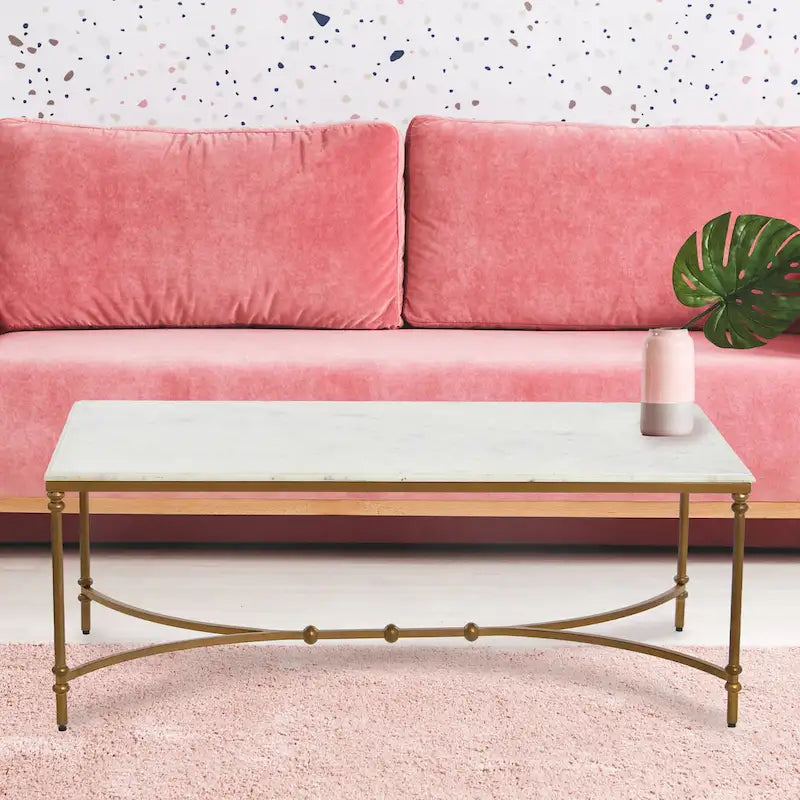 Genuine Marble and Metal Coffee Table