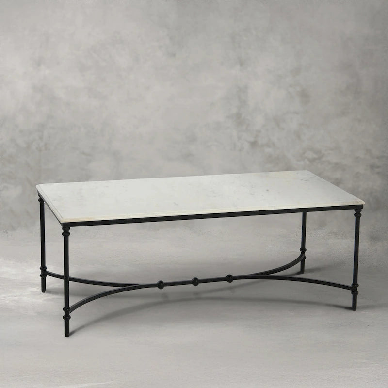 Genuine Marble and Metal Coffee Table