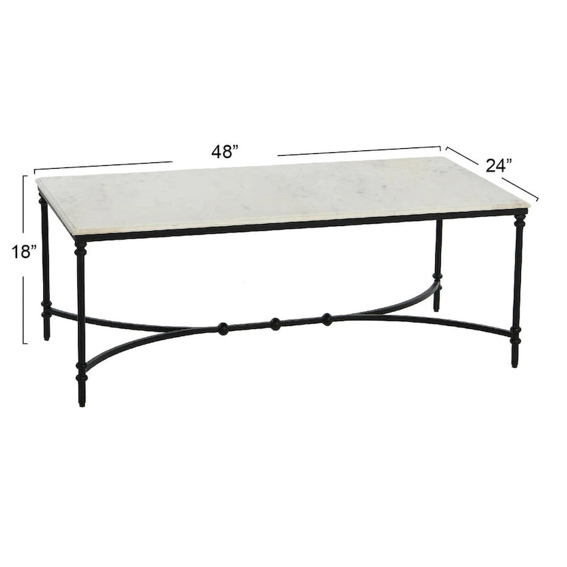 Genuine Marble and Metal Coffee Table